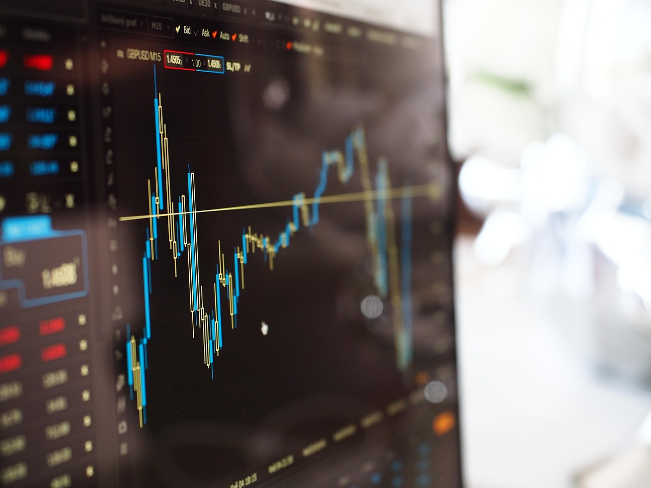 stock market chart blue